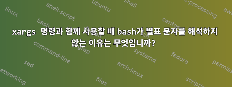 xargs 명령과 함께 사용할 때 bash가 별표 문자를 해석하지 않는 이유는 무엇입니까?