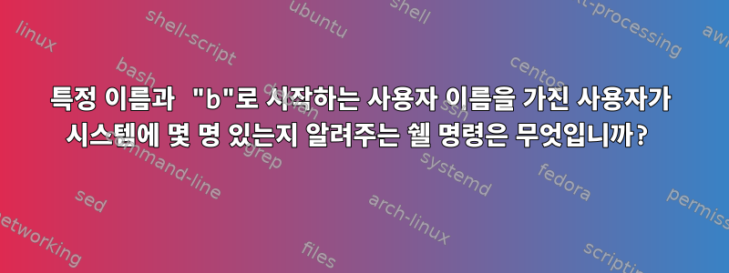 특정 이름과 "b"로 시작하는 사용자 이름을 가진 사용자가 시스템에 몇 명 있는지 알려주는 쉘 명령은 무엇입니까?