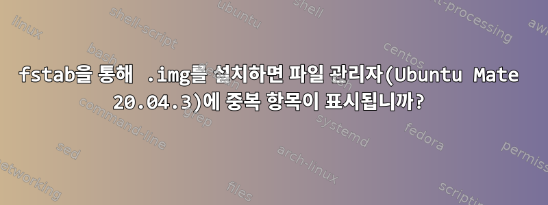 fstab을 통해 .img를 설치하면 파일 관리자(Ubuntu Mate 20.04.3)에 중복 항목이 표시됩니까?