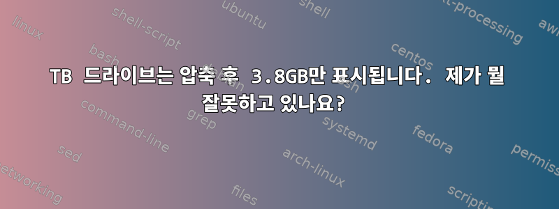 1TB 드라이브는 압축 후 3.8GB만 표시됩니다. 제가 뭘 잘못하고 있나요?