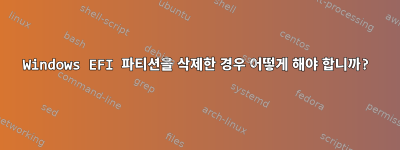 Windows EFI 파티션을 삭제한 경우 어떻게 해야 합니까?