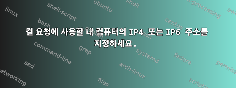 컬 요청에 사용할 내 컴퓨터의 IP4 또는 IP6 주소를 지정하세요.