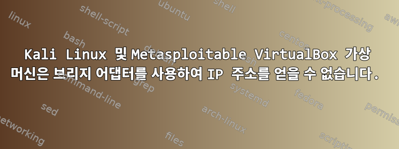 Kali Linux 및 Metasploitable VirtualBox 가상 머신은 브리지 어댑터를 사용하여 IP 주소를 얻을 수 없습니다.