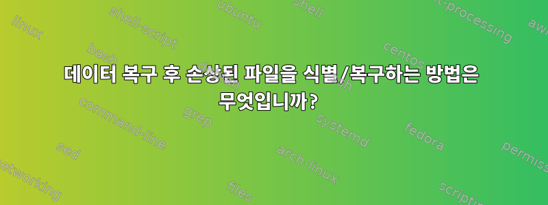 데이터 복구 후 손상된 파일을 식별/복구하는 방법은 무엇입니까?