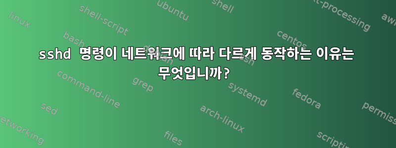 sshd 명령이 네트워크에 따라 다르게 동작하는 이유는 무엇입니까?