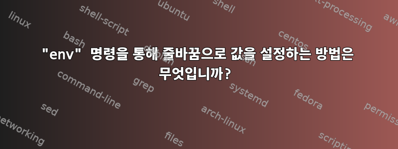 "env" 명령을 통해 줄바꿈으로 값을 설정하는 방법은 무엇입니까?