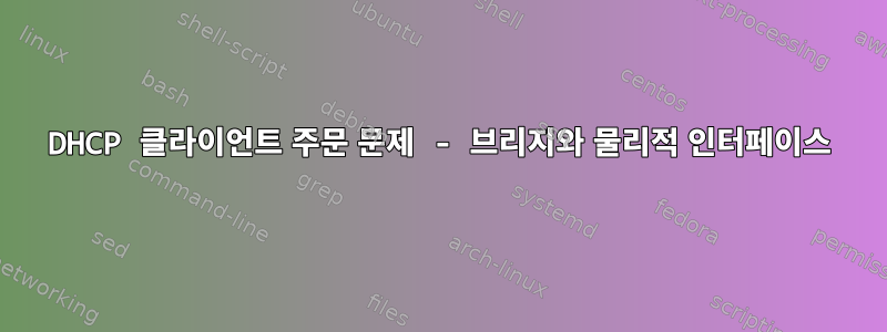 DHCP 클라이언트 주문 문제 - 브리지와 물리적 인터페이스