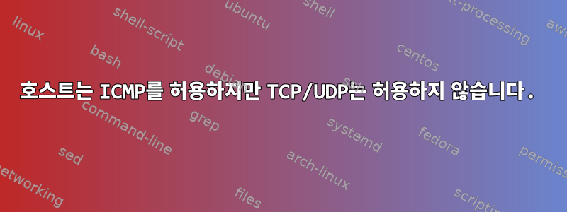 호스트는 ICMP를 허용하지만 TCP/UDP는 허용하지 않습니다.