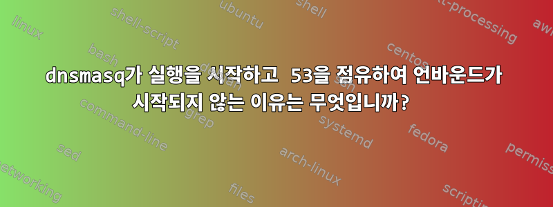 dnsmasq가 실행을 시작하고 53을 점유하여 언바운드가 시작되지 않는 이유는 무엇입니까?