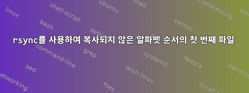 rsync를 사용하여 복사되지 않은 알파벳 순서의 첫 번째 파일