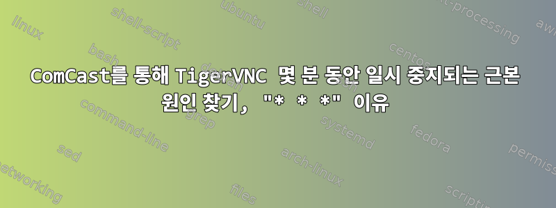 ComCast를 통해 TigerVNC 몇 분 동안 일시 중지되는 근본 원인 찾기, "* * *" 이유