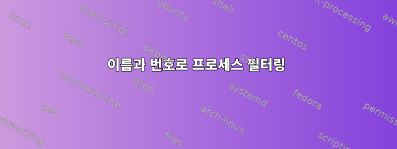 이름과 번호로 프로세스 필터링