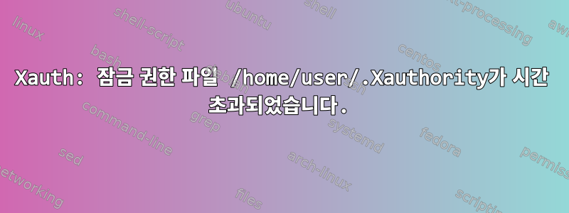 Xauth: 잠금 권한 파일 /home/user/.Xauthority가 시간 초과되었습니다.