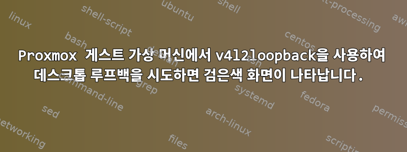 Proxmox 게스트 가상 머신에서 v4l2loopback을 사용하여 데스크톱 루프백을 시도하면 검은색 화면이 나타납니다.