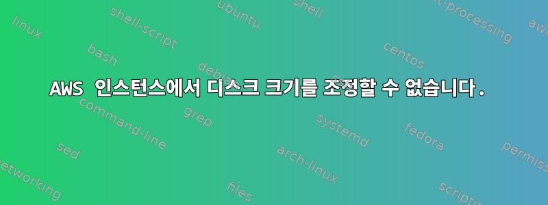 AWS 인스턴스에서 디스크 크기를 조정할 수 없습니다.