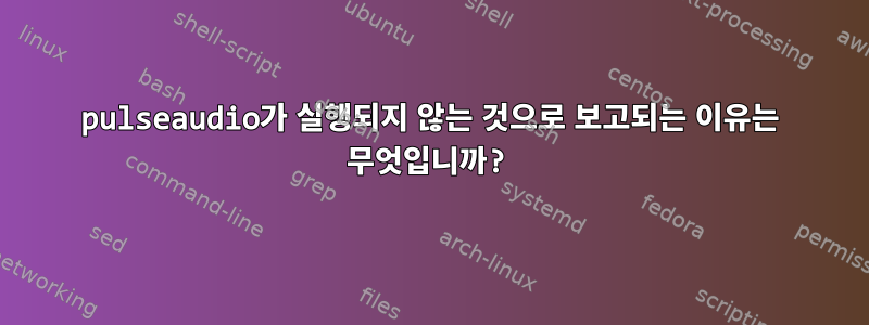 pulseaudio가 실행되지 않는 것으로 보고되는 이유는 무엇입니까?