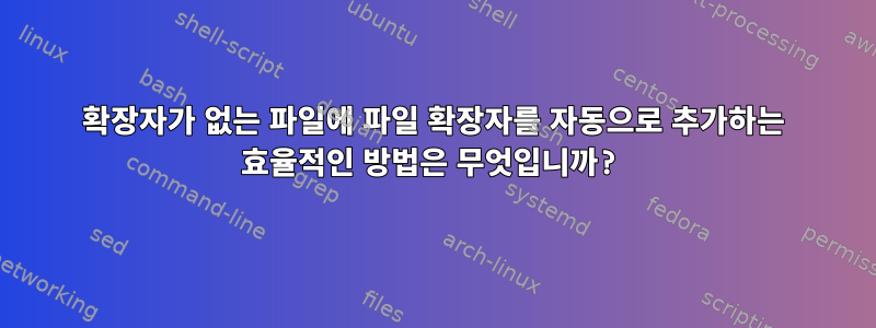 확장자가 없는 파일에 파일 확장자를 자동으로 추가하는 효율적인 방법은 무엇입니까?