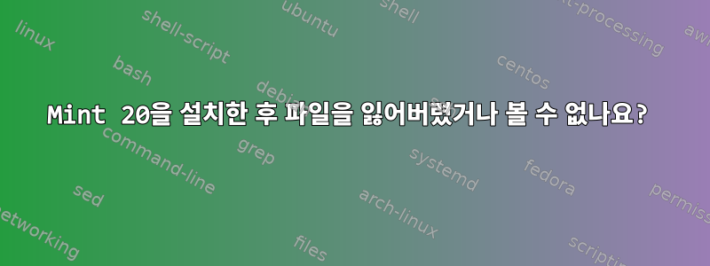 Mint 20을 설치한 후 파일을 잃어버렸거나 볼 수 없나요?