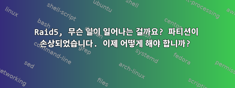 Raid5, 무슨 일이 일어나는 걸까요? 파티션이 손상되었습니다. 이제 어떻게 해야 합니까?