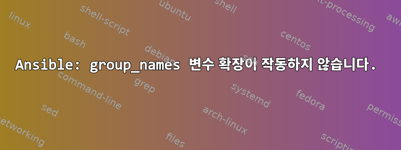 Ansible: group_names 변수 확장이 작동하지 않습니다.