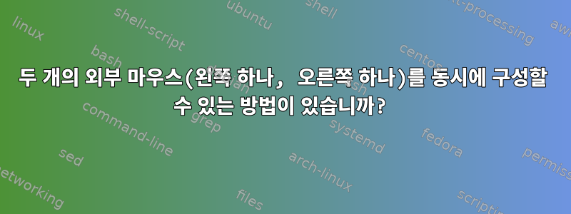 두 개의 외부 마우스(왼쪽 하나, 오른쪽 하나)를 동시에 구성할 수 있는 방법이 있습니까?