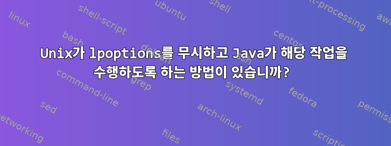 Unix가 lpoptions를 무시하고 Java가 해당 작업을 수행하도록 하는 방법이 있습니까?