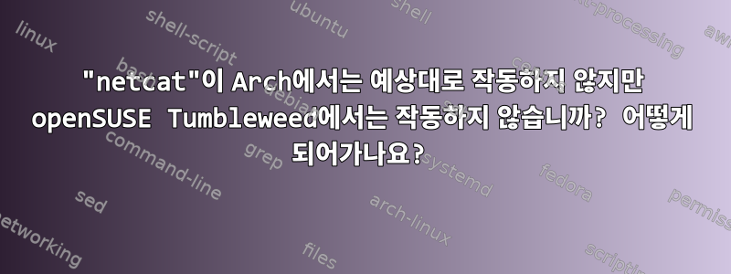 "netcat"이 Arch에서는 예상대로 작동하지 않지만 openSUSE Tumbleweed에서는 작동하지 않습니까? 어떻게 되어가나요?