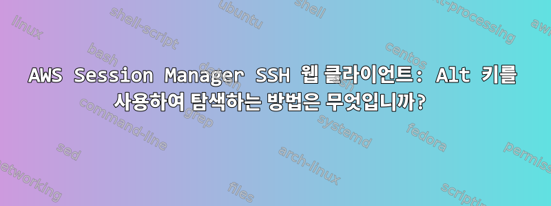 AWS Session Manager SSH 웹 클라이언트: Alt 키를 사용하여 탐색하는 방법은 무엇입니까?