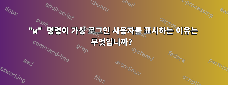 "w" 명령이 가상 로그인 사용자를 표시하는 이유는 무엇입니까?