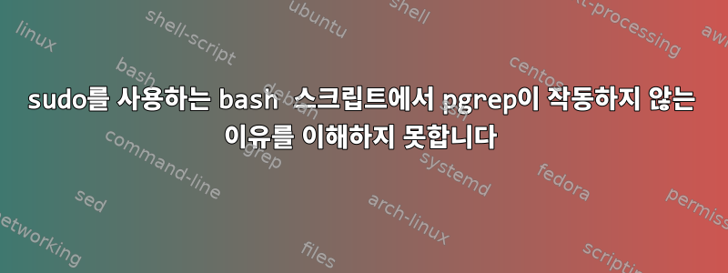 sudo를 사용하는 bash 스크립트에서 pgrep이 작동하지 않는 이유를 이해하지 못합니다