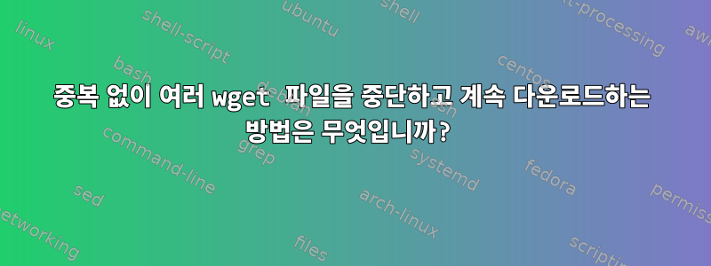 중복 없이 여러 wget 파일을 중단하고 계속 다운로드하는 방법은 무엇입니까?