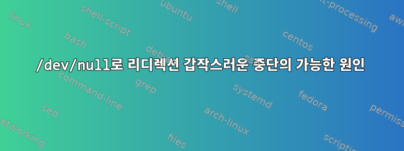 /dev/null로 리디렉션 갑작스러운 중단의 가능한 원인