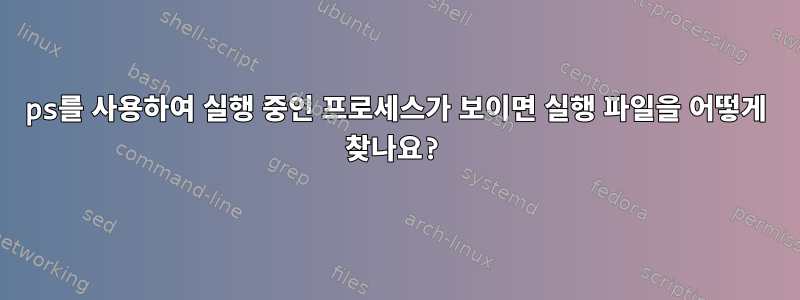 ps를 사용하여 실행 중인 프로세스가 보이면 실행 파일을 어떻게 찾나요?