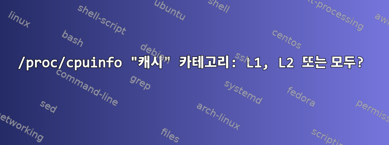 /proc/cpuinfo "캐시" 카테고리: L1, L2 또는 모두?