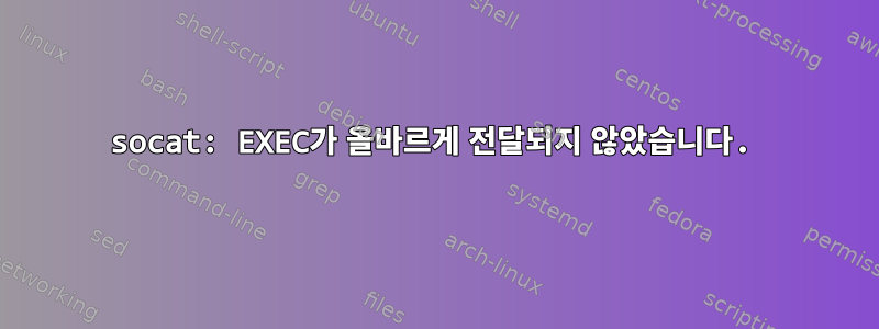 socat: EXEC가 올바르게 전달되지 않았습니다.