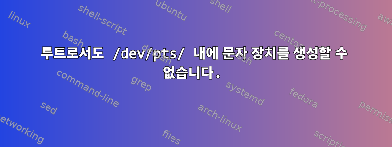 루트로서도 /dev/pts/ 내에 문자 장치를 생성할 수 없습니다.