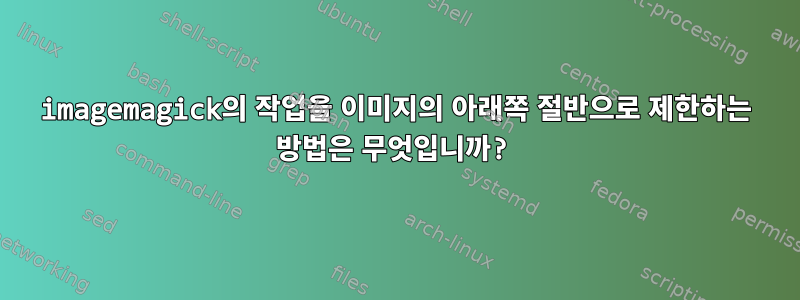 imagemagick의 작업을 이미지의 아래쪽 절반으로 제한하는 방법은 무엇입니까?