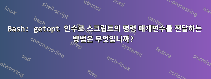 Bash: getopt 인수로 스크립트의 명령 매개변수를 전달하는 방법은 무엇입니까?