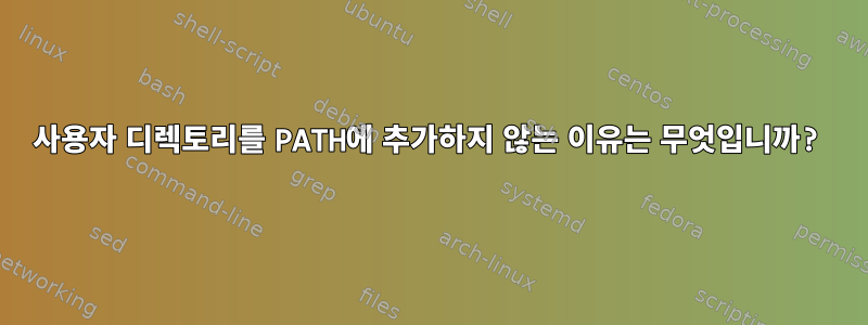 사용자 디렉토리를 PATH에 추가하지 않는 이유는 무엇입니까?