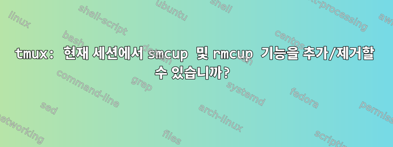 tmux: 현재 세션에서 smcup 및 rmcup 기능을 추가/제거할 수 있습니까?