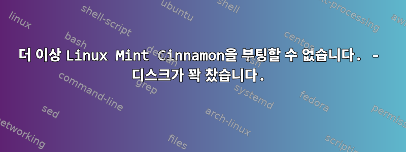 더 이상 Linux Mint Cinnamon을 부팅할 수 없습니다. - 디스크가 꽉 찼습니다.