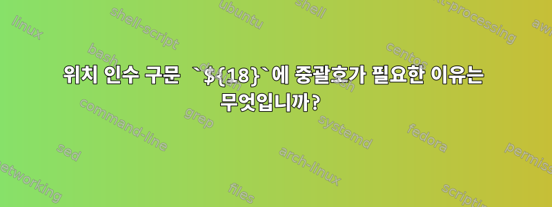 위치 인수 구문 `${18}`에 중괄호가 필요한 이유는 무엇입니까?