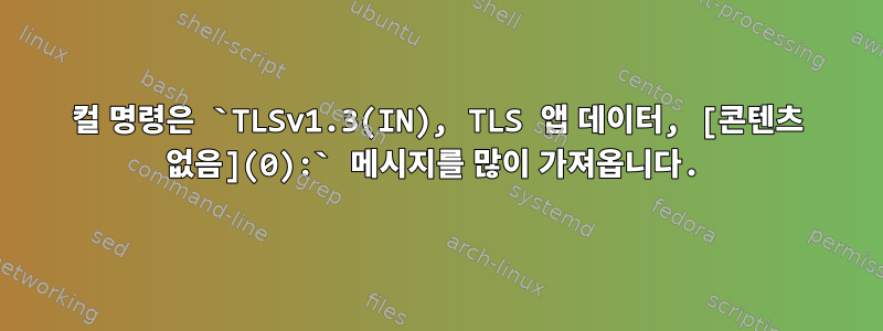 컬 명령은 `TLSv1.3(IN), TLS 앱 데이터, [콘텐츠 없음](0):` 메시지를 많이 가져옵니다.