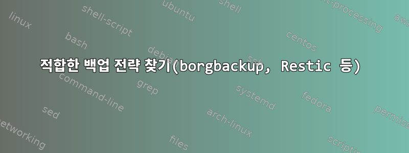 적합한 백업 전략 찾기(borgbackup, Restic 등)