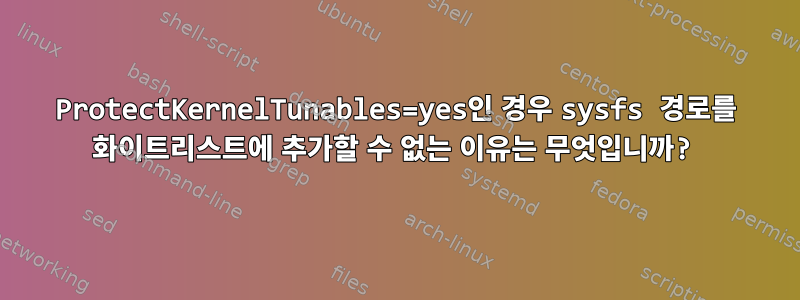 ProtectKernelTunables=yes인 경우 sysfs 경로를 화이트리스트에 추가할 수 없는 이유는 무엇입니까?