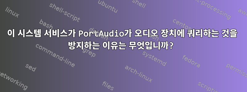 이 시스템 서비스가 PortAudio가 오디오 장치에 쿼리하는 것을 방지하는 이유는 무엇입니까?