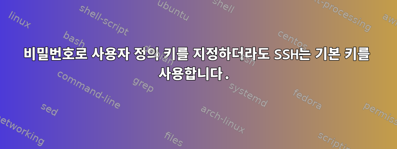 비밀번호로 사용자 정의 키를 지정하더라도 SSH는 기본 키를 사용합니다.