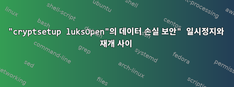 "cryptsetup luksOpen"의 데이터 손실 보안" 일시정지와 재개 사이