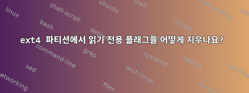 ext4 파티션에서 읽기 전용 플래그를 어떻게 지우나요?