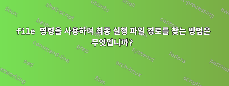 file 명령을 사용하여 최종 실행 파일 경로를 찾는 방법은 무엇입니까?